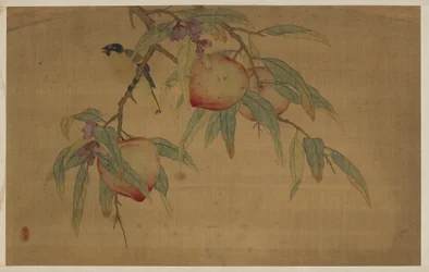 Uccello, frutta e fiori