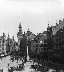 Marienplatz, Monaco, Germania, c1900