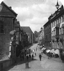 Il ponte della carne Fleischbrucke, Norimberga, Germania, c1900s