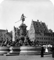 Fontana di Nettuno, Norimberga, Germania, c1900s