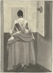 Donna davanti a una porta
