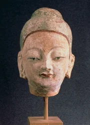 Testa di una statua di Buddha, da Bezeklik, IX-X secolo