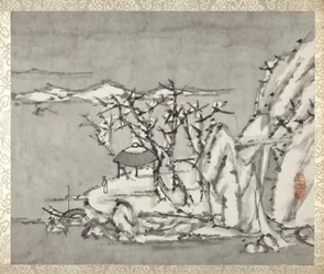 Paesaggio e figura, da un album di paesaggi e calligrafie per Liu Songfu