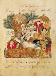 Ms Arab 5847, fol. 29, Sepoltura di una vittima della peste, da «Al Maqamat» (Gli incontri) di Al-Hariri, ca. 1240