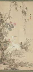 Aironi, peonie e salici, inizio XIX secolo