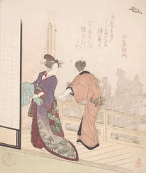 Scena sulla veranda di una casa da tè, XVIII-XIX secolo