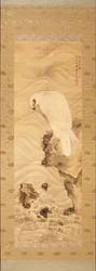 Yanagisawa Kien. Aquila di mare su una roccia con onde