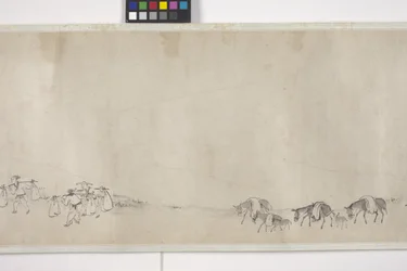 Cento asini che trasportano grano, rotolo di carta, c.1700
