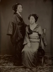 Geisha con assistente, 1860