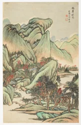 Colori autunnali tra il Monte Quan e il Monte Hua, da un album di 12 fogli