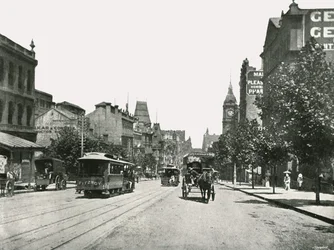 Collins Street, vista verso ovest da Russell Street, Melbourne, Australia, 1895