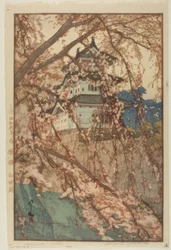 Castello di Hirosaki, dalla serie "Otto vedute dei fiori di ciliegio"