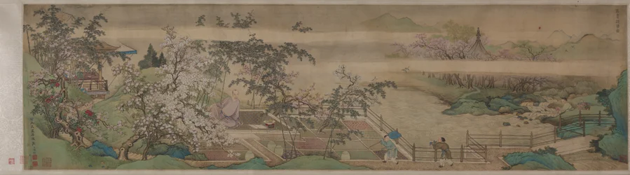 Pulizia delle erbe medicinali nel ruscello in un giorno di primavera, 1703