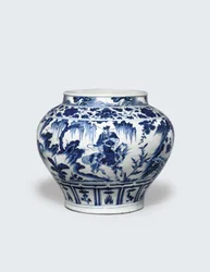 Un vaso eccezionalmente raro e importante blu e bianco, Guan