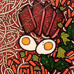 Ramen di manzo, 2022 (tecnica mista su tavola)