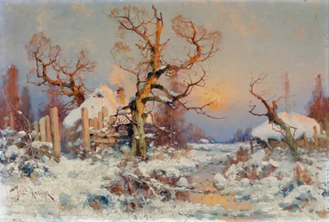 Paesaggio invernale al tramonto