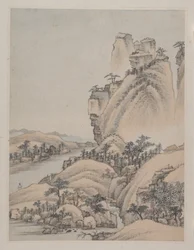 Paesaggi, datato 1668 (album di otto dipinti; inchiostro e colore su carta)