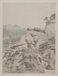 Paesaggi, datato 1668 (album di otto dipinti; inchiostro e colore su carta)