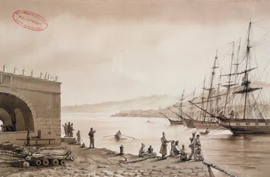 Veduta del Forte Bab Azoun dal porto, Algeri, c.1830-31