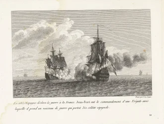 Jan Bart conquista una nave spagnola con 350 soldati a bordo, 1683