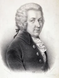 Ritratto in busto di Wolfgang Amadeus Mozart (1756-1791), incisione