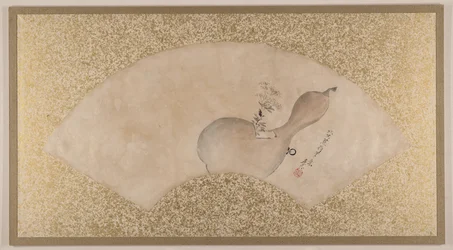 Fiori in zucca, fine del XIX secolo (dipinto a ventaglio montato come foglia d