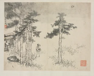 Album di paesaggi in vari stili: Shibiao in attesa della luna, 1684