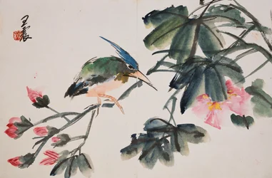 Foglia da un album di dipinti di fiori e uccelli