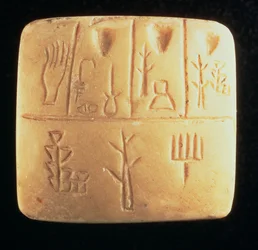 Tavoletta con iscrizione pittografica, mesopotamica, fine 4° secolo a.C.
