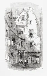 Un vecchio vicolo, Canongate, Edimburgo, Scozia