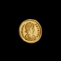 Moneta antica di Costantinopoli che raffigura Arcadio, 383-408 d.C.