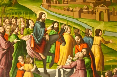 Chiesa Apostolica Armena; affresco; scena del Nuovo Testamento; ingresso a Gerusalemme; Cattedrale di Vank; Jolfa o Nuova Julfa; Isfahan; Iran; Asia