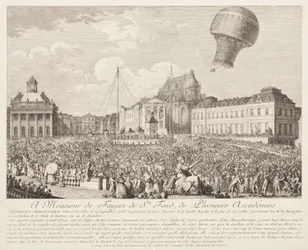 Ascensione di una mongolfiera Montgolfier a Versailles