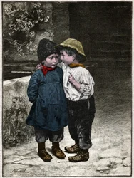Discussione dei bambini. 1901 (incisione)