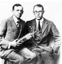 Clinton J Davisson e Lester H Germer, fisici americani, c. 1927