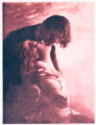 Coppia che si bacia. circa 1920 (illustrazione)