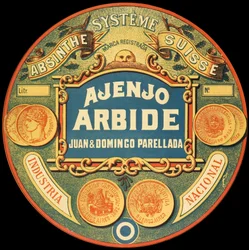 Etichetta del marchio argentino di assenzio Ajenjo Arbide