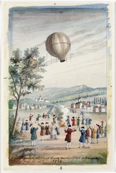 Prima ascensione di una mongolfiera a Annonay, Francia, 5 giugno 1783