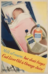 Educazione sanitaria Latte, naturalmente, poster, circa 1950