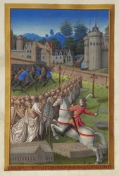 Les Très Riches Heures del duca di Berry, Folio 90v - Il cavaliere della morte