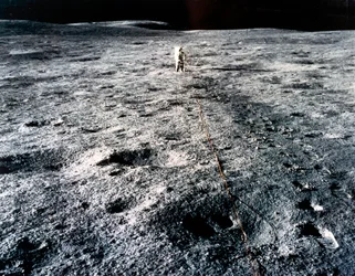 Volo spaziale con equipaggio, USA, Apollo 14 astronauta Edgar Mitchell sulla Luna
