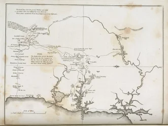 Mappa di Sydney e delle aree circostanti, Australia, circa 1798