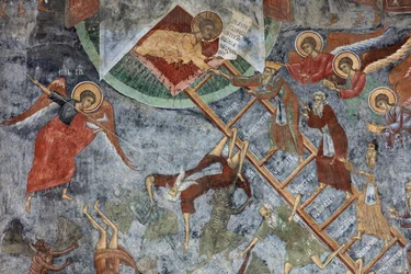 Monastero (manastirea Sucevita). La chiesa. Esterno. Muro nord. Pitture murali