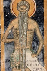 Monastero (manastirea Sucevita). La chiesa. Esterno. Il coro. Parte ovest. Pittura murale.