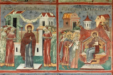 Monastero (manastirea Sucevita). La chiesa. Esterno. Muro sud. Pittura murale