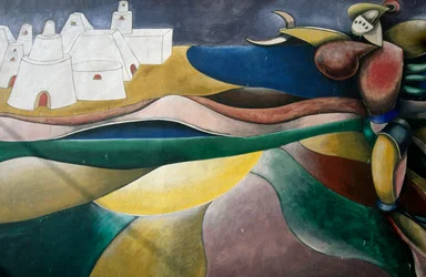 Uno dei centinaia di murales a Orgosolo, Sardegna, Italia