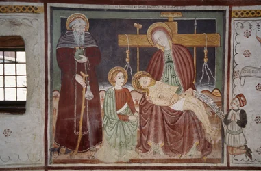 Pietà con San Bernardo e cliente, affresco (XV secolo), Casa dell