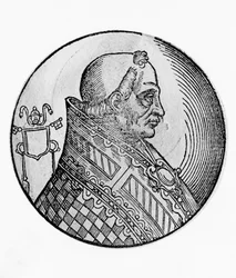 Ritratto di Bonifacio II (morto 532), 55º Papa della Chiesa Cattolica dal 530, incisione