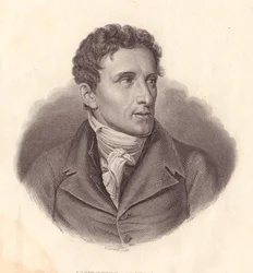 Ritratto dello scultore italiano Antonio Canova, incisione in rame di A Locatelli da un dipinto di Giuseppe Bossi