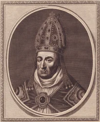 Ritratto di William Waynflete, Vescovo di Winchester, incisione in rame di John Goldar